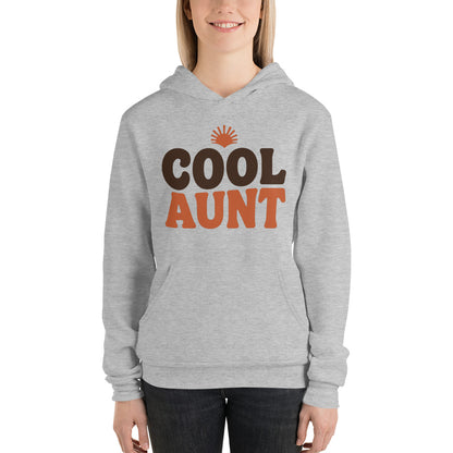 Cool Aunt retro groovy aunt hoodie — Athletic Heather, on model