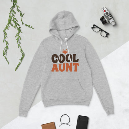 Cool Aunt retro groovy aunt hoodie — Athletic Heather, flat lay