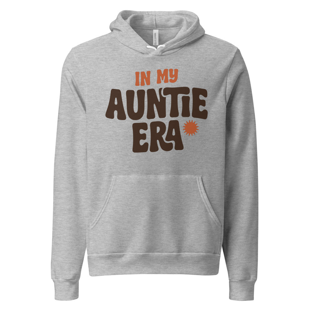 In My Auntie Era retro groovy aunt hoodie — Athletic Heather, front