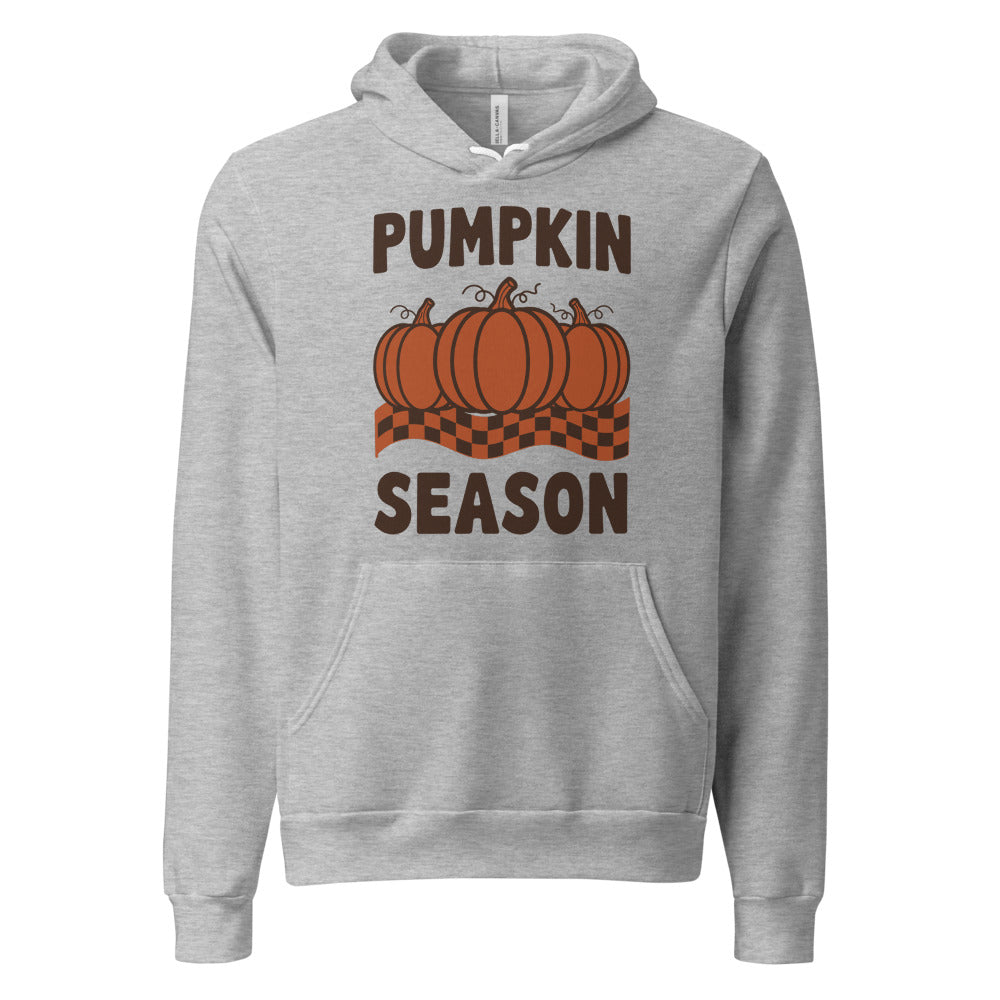 Pumpkin Season retro 70s fall hoodie — Athletic Heather, front