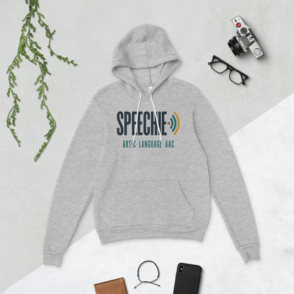 Speechie Wordmark speech therapy hoodie — Athletic Heather, flat lay