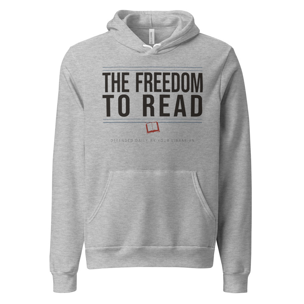 The Freedom to Read school librarian hoodie — Athletic Heather, front