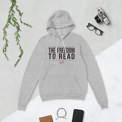 The Freedom to Read school librarian hoodie — Athletic Heather, flat lay