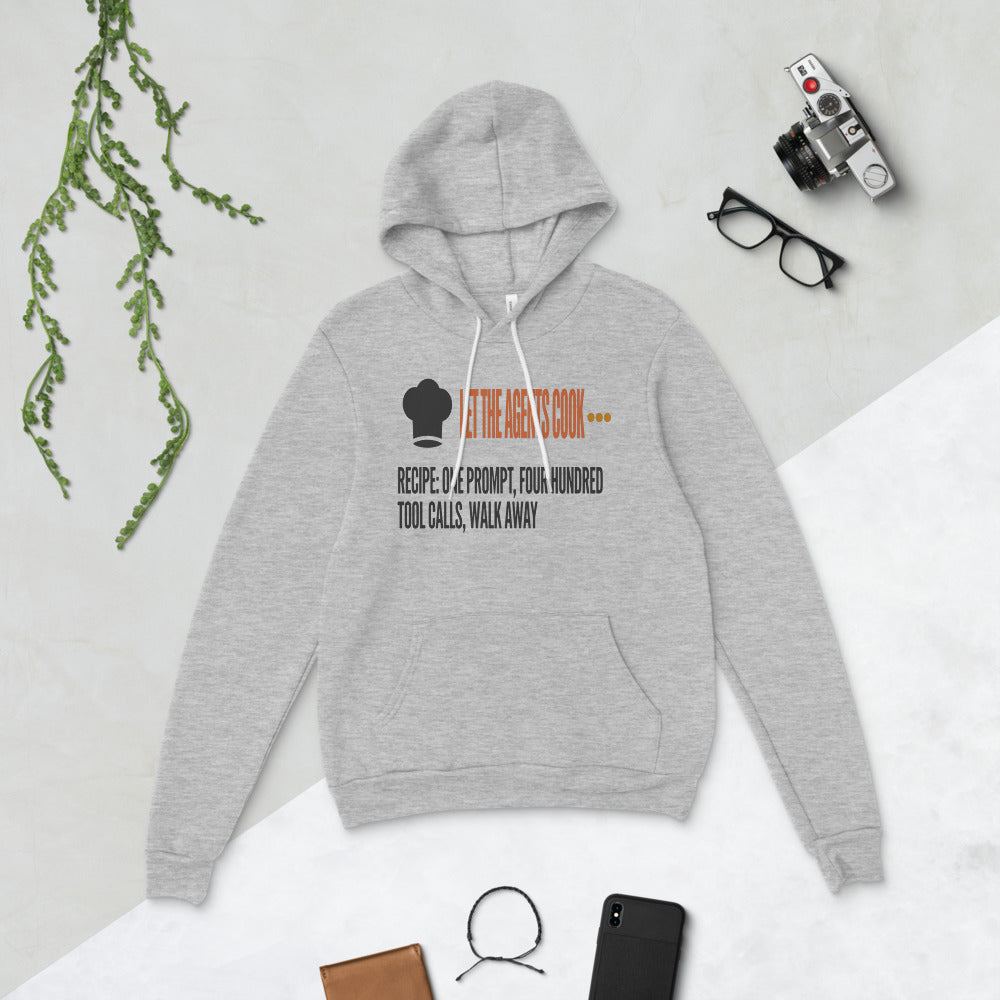 Let The Agents Cook hoodie — Athletic Heather, flat lay