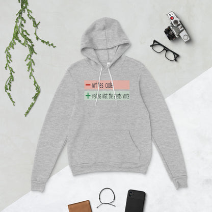 The Diff agentic AI engineer hoodie — Athletic Heather, flat lay