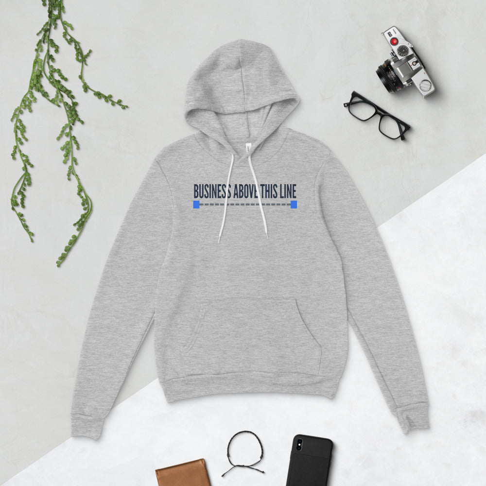 Business Above This Line pullover hoodie — Athletic Heather, flat lay