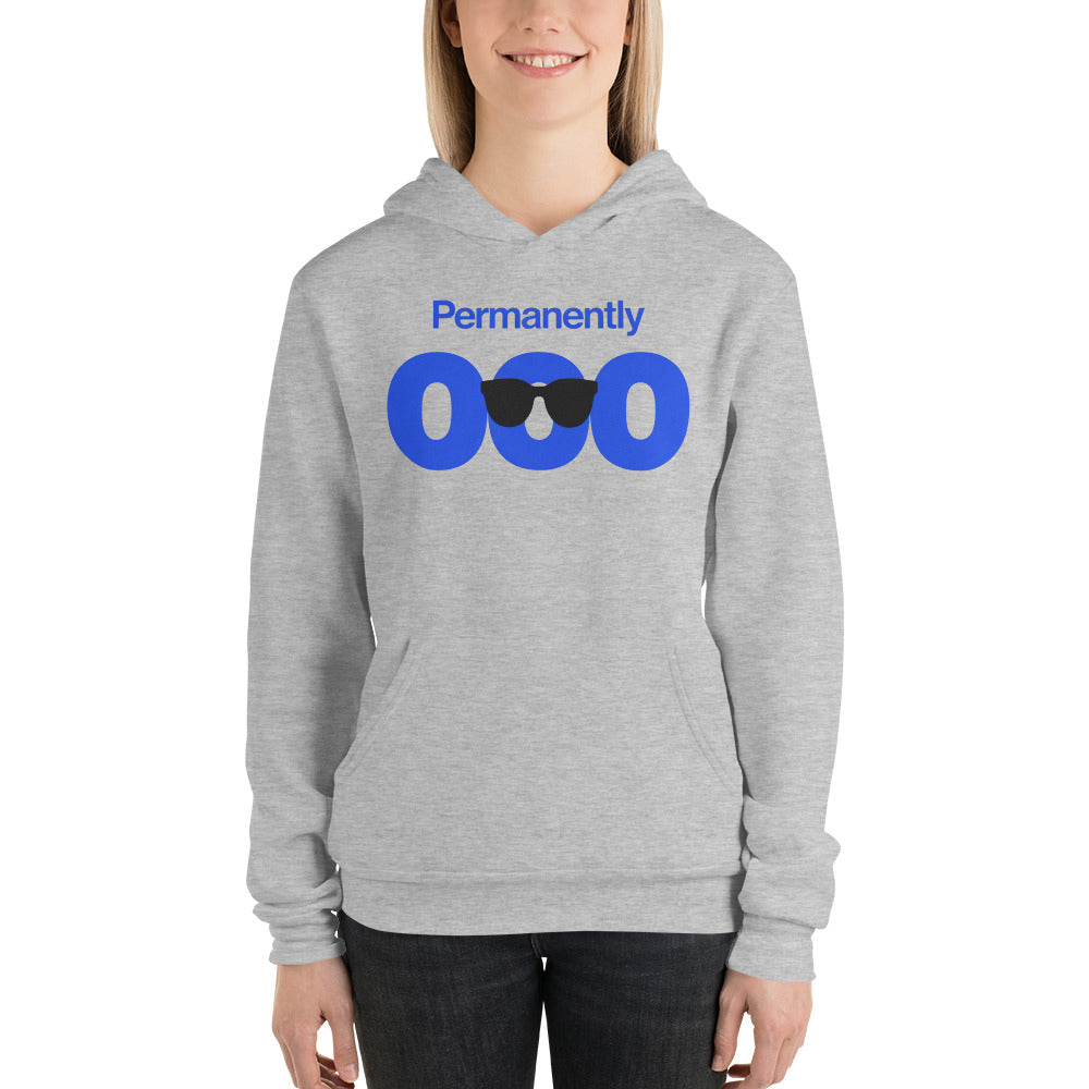 Permanently OOO out of office unisex hoodie — Athletic Heather, on model