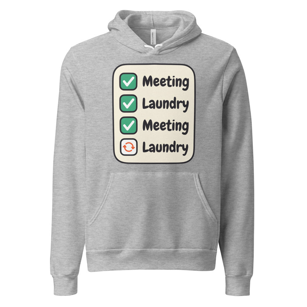 Meeting Laundry funny work from home unisex hoodie — Athletic Heather, front