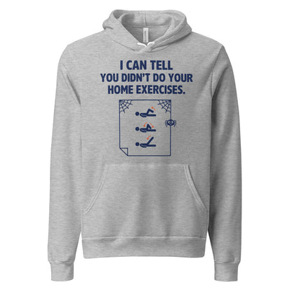 Home Exercises funny physical therapy hoodie — Athletic Heather, front