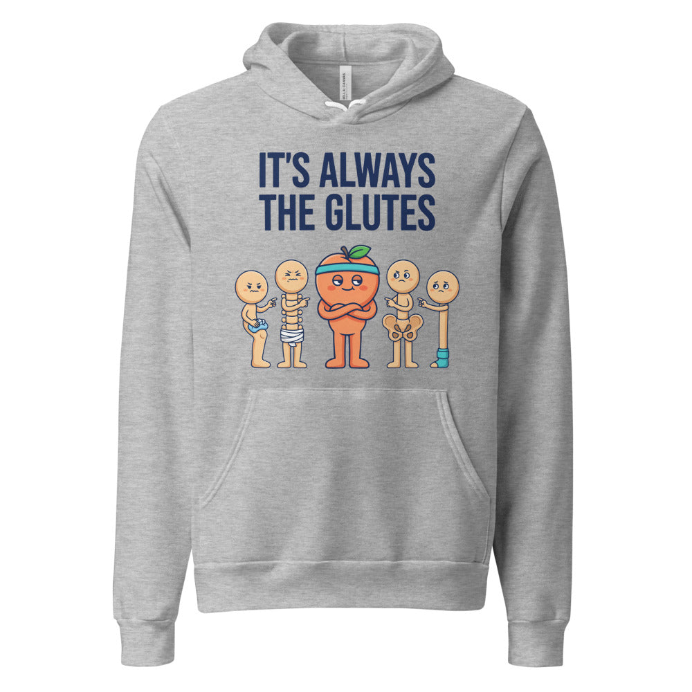 Always The Glutes funny physical therapy hoodie — Athletic Heather, front