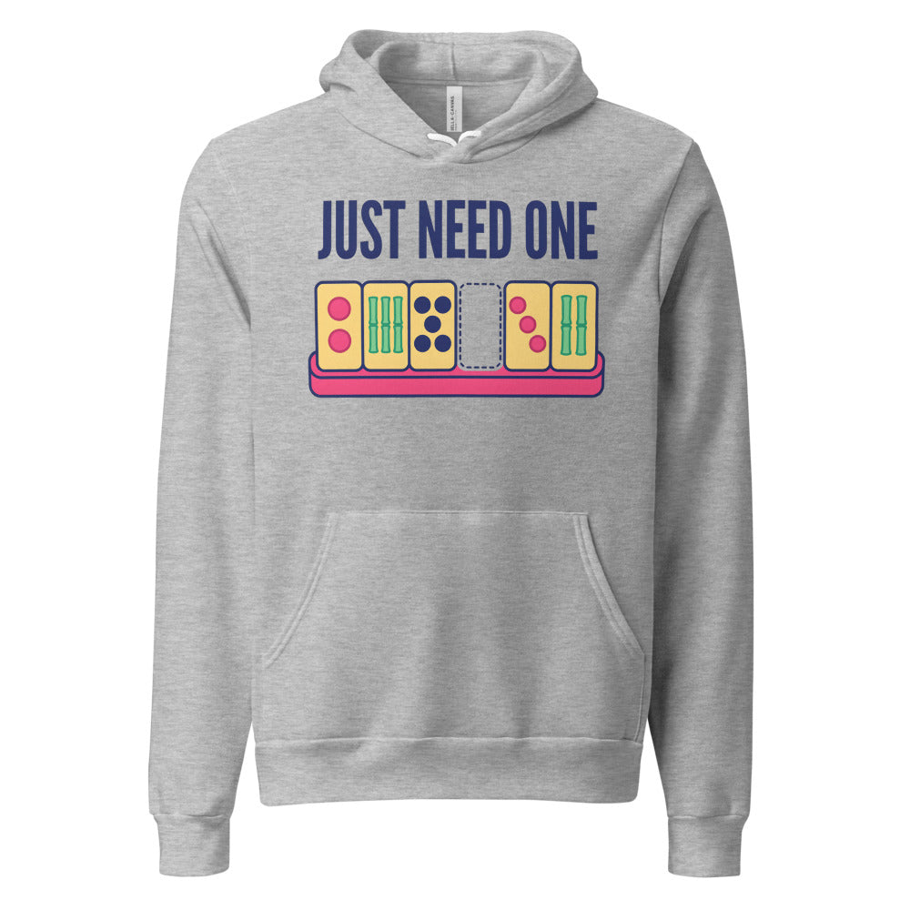 Just Need One funny mahjong hoodie — Athletic Heather, front