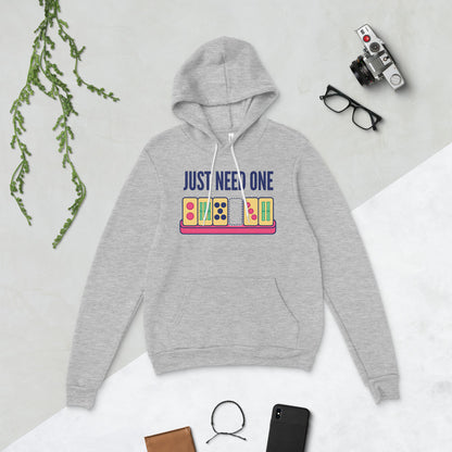 Just Need One funny mahjong hoodie — Athletic Heather, flat lay