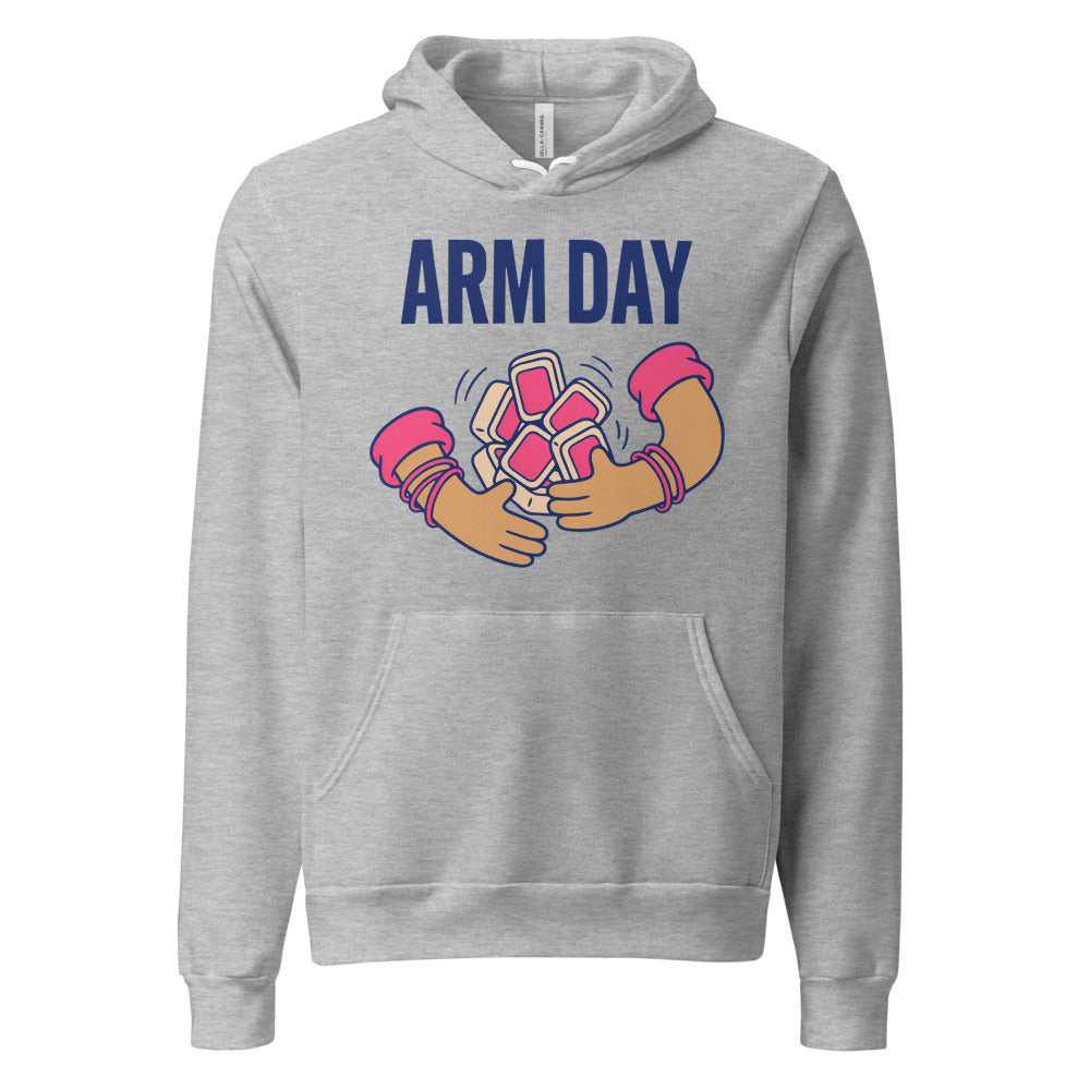 Arm Day funny mahjong hoodie — Athletic Heather, front