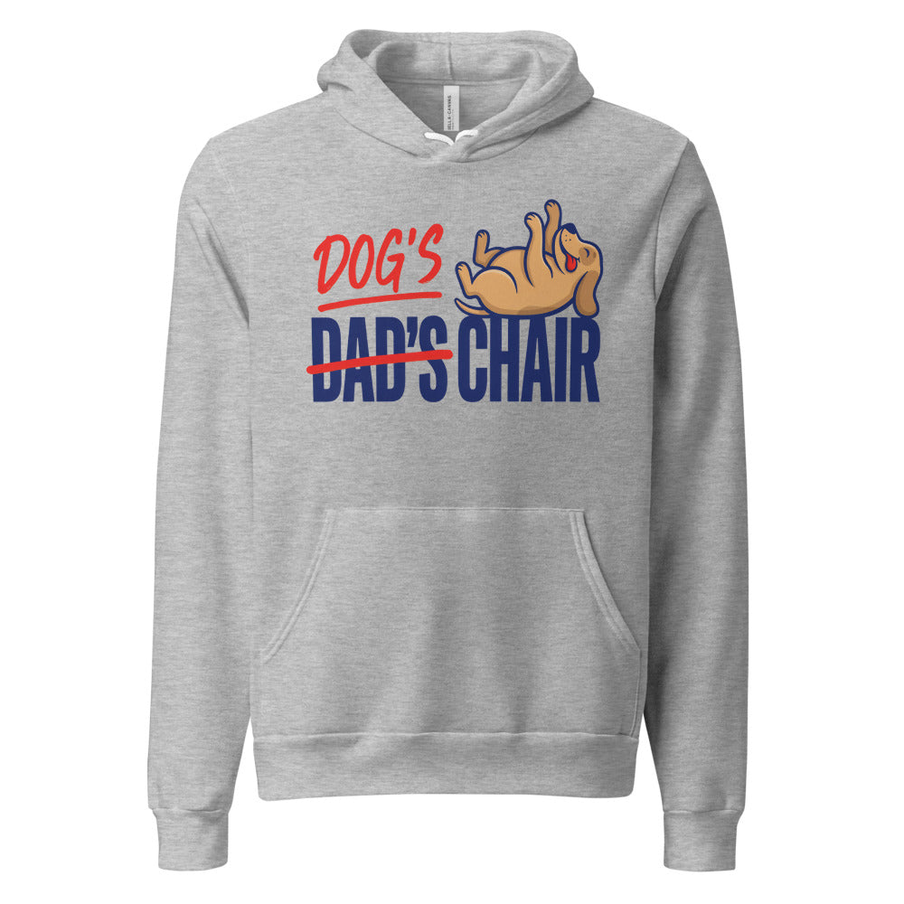 Dog's Chair funny dog dad hoodie — Athletic Heather, front