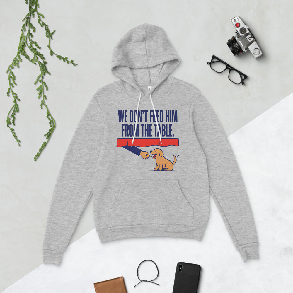 From The Table funny dog dad hoodie — Athletic Heather, flat lay
