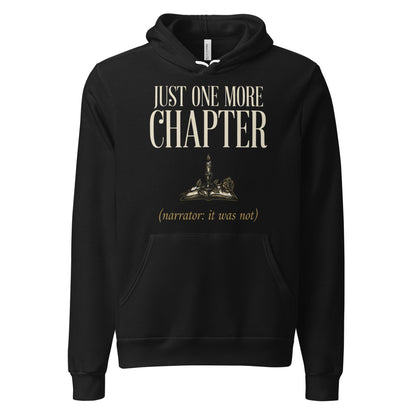 Just One More Chapter book lover dark academia hoodie — Black, front