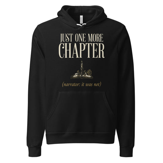 Just One More Chapter book lover dark academia hoodie — Black, front