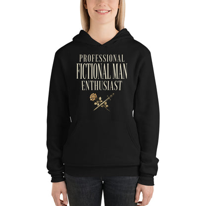 Professional Fictional Man Enthusiast book lover dark academia hoodie — Black, on model