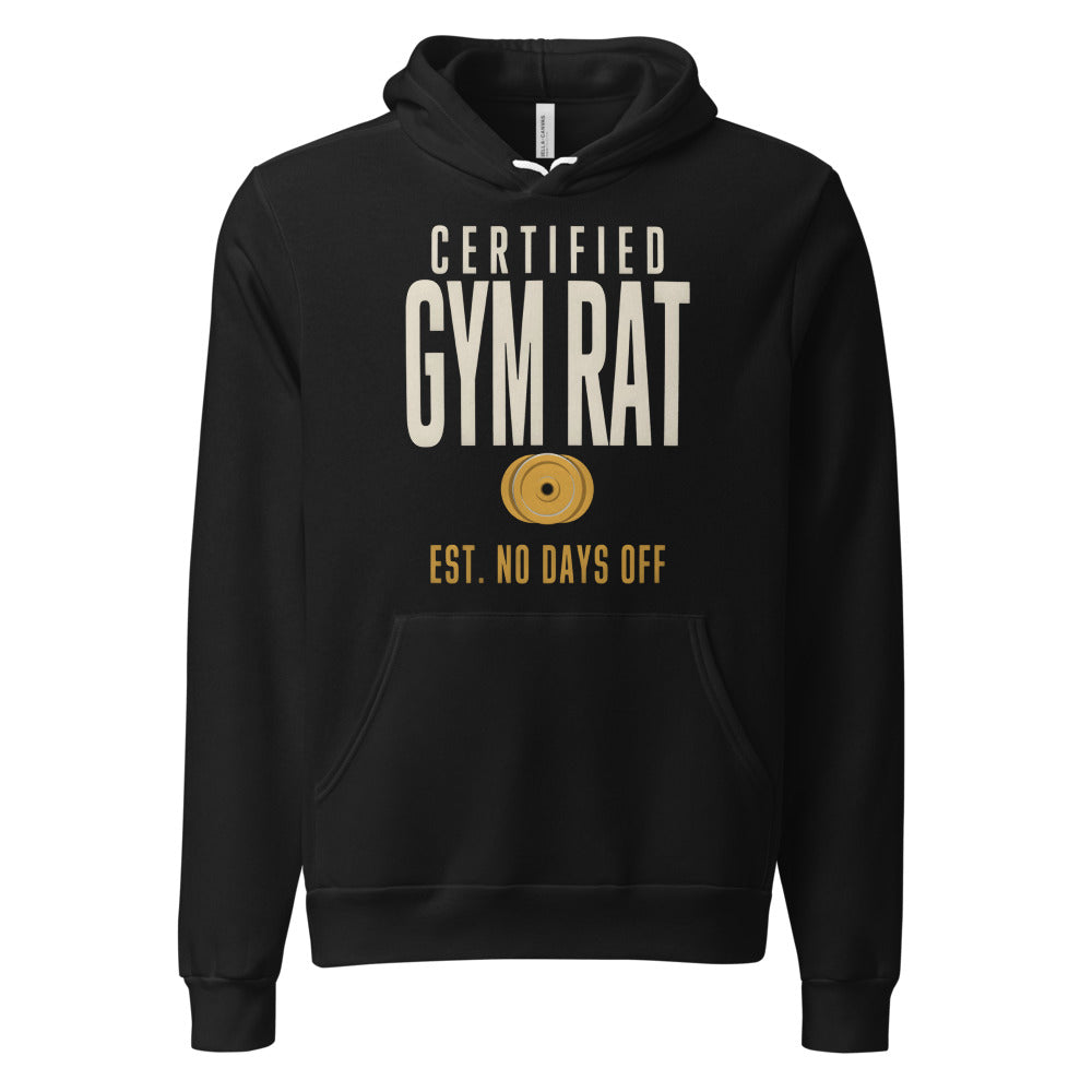 Certified Gym Rat vintage athletic hoodie — Black, front