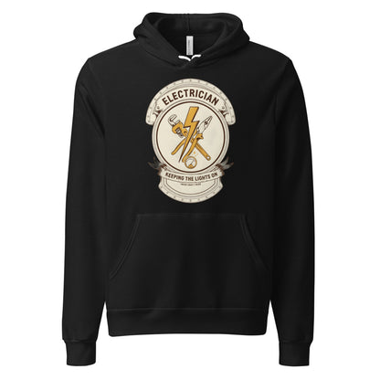 Electrician Journeyman trade crest hoodie — Black, front