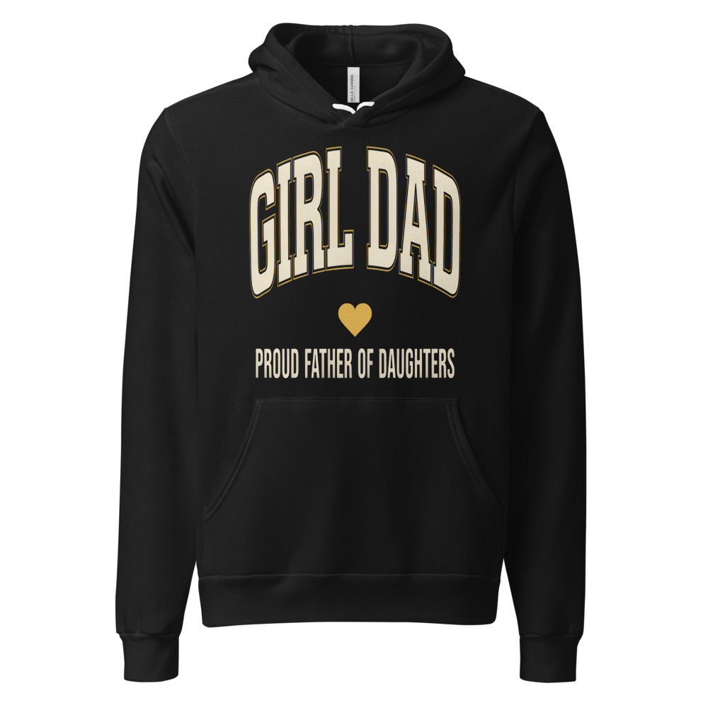 Girl Dad retro varsity hoodie — Black, front