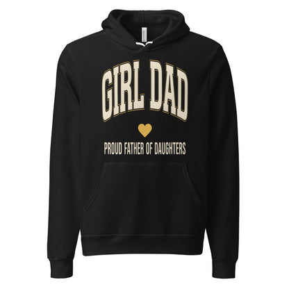 Girl Dad retro varsity hoodie — Black, front