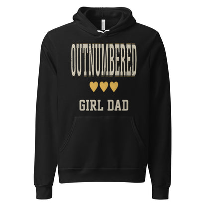 Girl Dad Outnumbered & Proud hoodie — Black, front