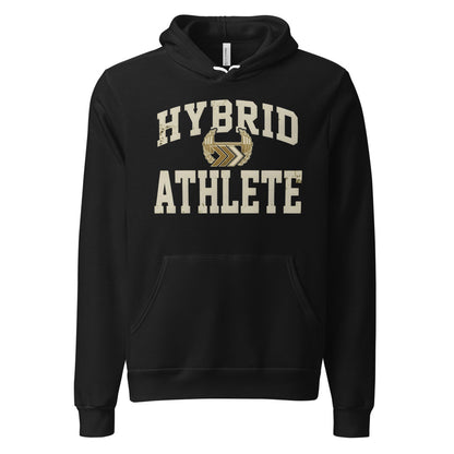 Hybrid Athlete vintage varsity hoodie — Black, front