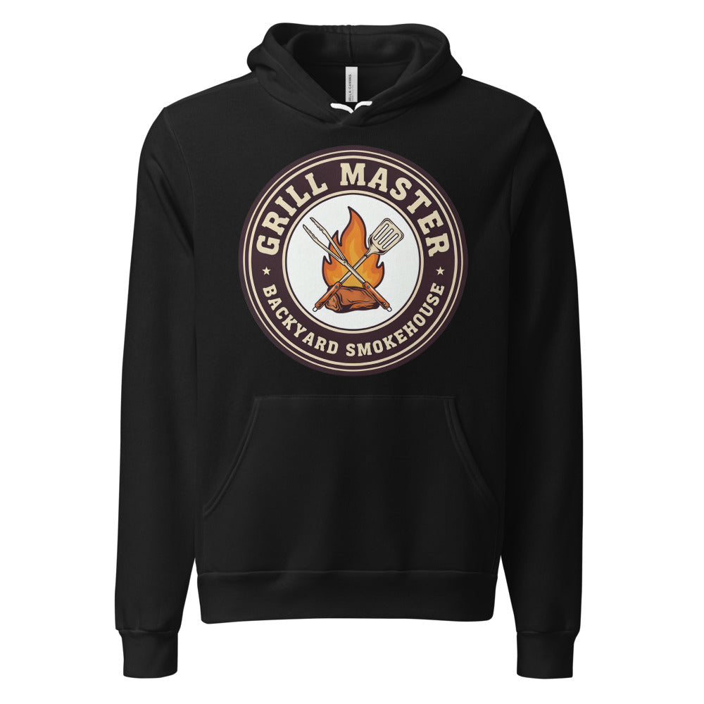 Grill Master retro backyard smokehouse hoodie — Black, front