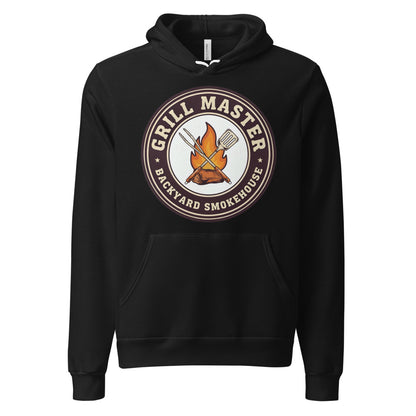Grill Master retro backyard smokehouse hoodie — Black, front