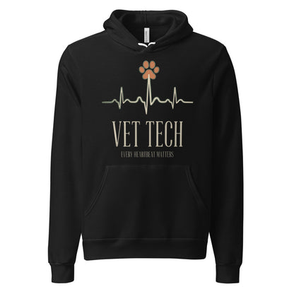 Every Heartbeat Matters minimalist vet tech hoodie — Black, front