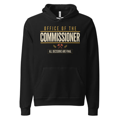 Office of the Commissioner fantasy football draft hoodie — Black, front