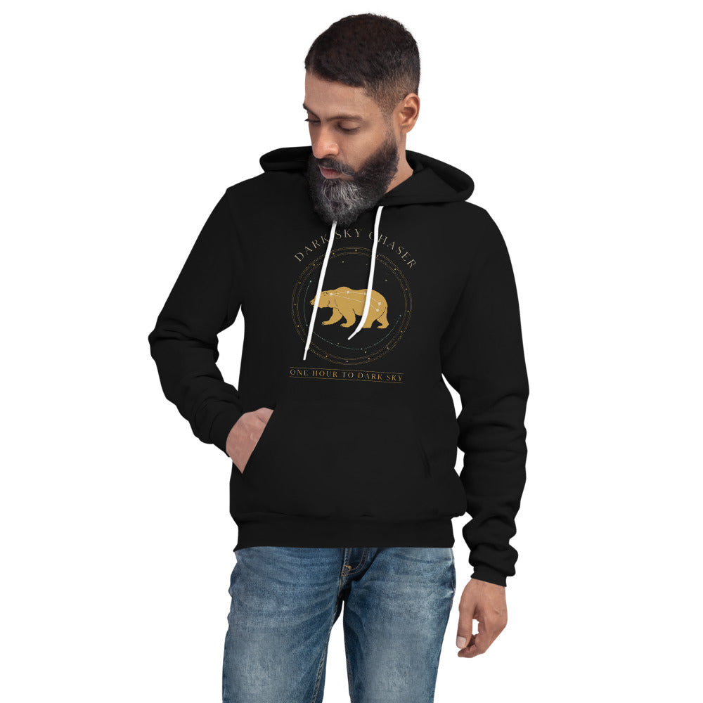 Dark Sky Chaser Ursa Major constellation astronomy hoodie — Black, on model