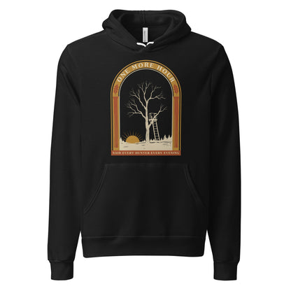 One More Hour funny deer hunting hoodie — Black, front
