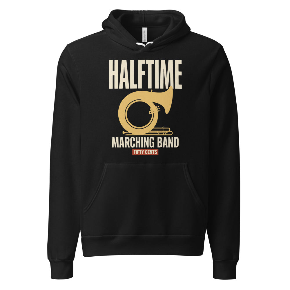 Official Halftime vintage marching band hoodie — Black, front