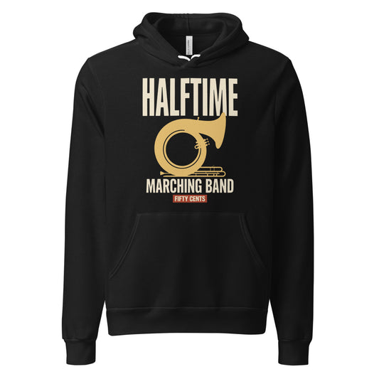 Official Halftime vintage marching band hoodie — Black, front