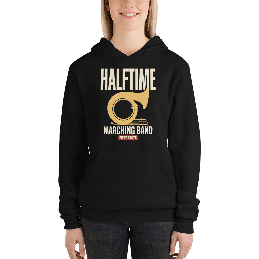 Official Halftime vintage marching band hoodie — Black, on model