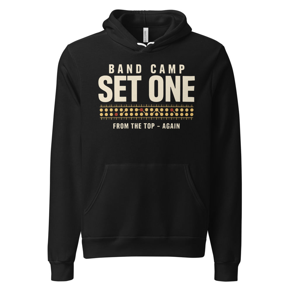 Set One marching band drill chart hoodie — Black, front