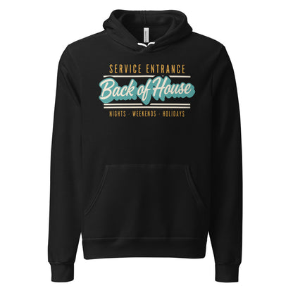 Line Cook Back of House retro diner service sign hoodie — Black, front