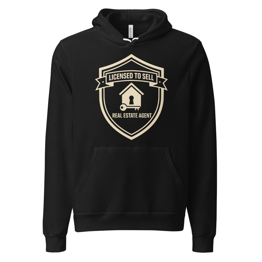 Licensed to Sell real estate agent hoodie — Black, front