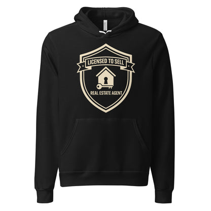 Licensed to Sell real estate agent hoodie — Black, front