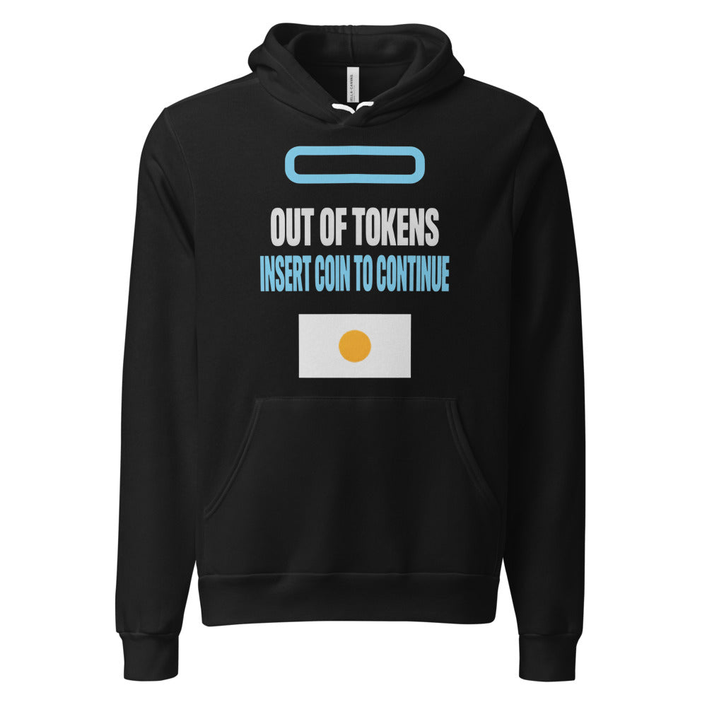 Insert Coin To Continue out of tokens hoodie — Black, front