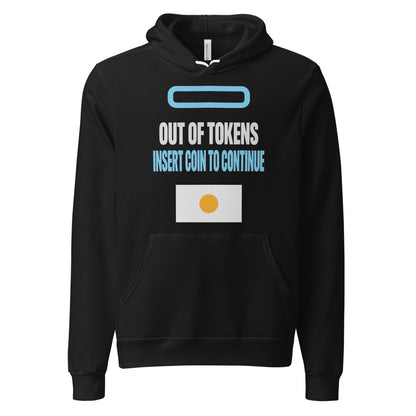Insert Coin To Continue out of tokens hoodie — Black, front