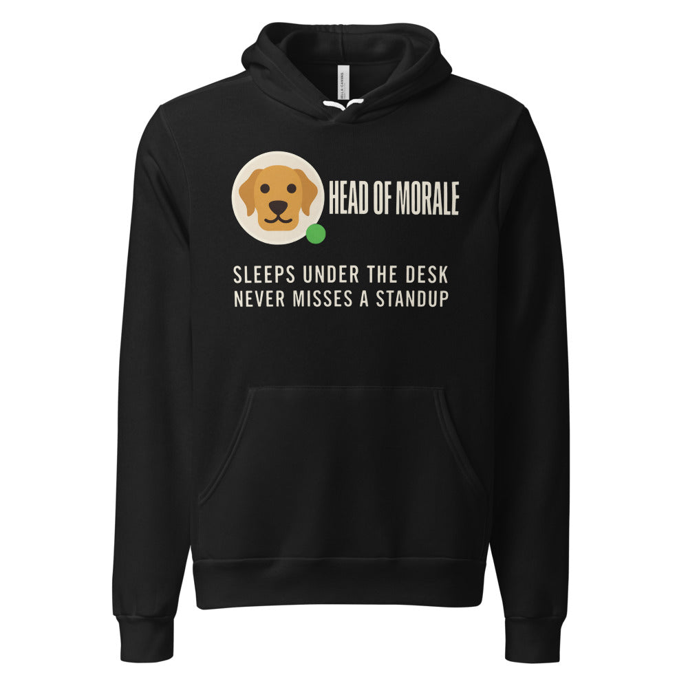 Head of Morale dog profile card unisex hoodie — Black, front