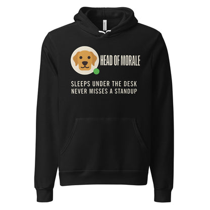 Head of Morale dog profile card unisex hoodie — Black, front