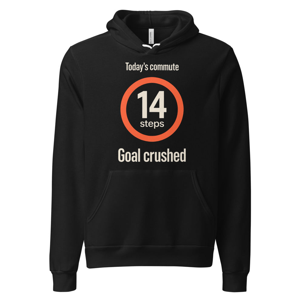 Today's Commute 14 Steps work from home unisex hoodie — Black, front