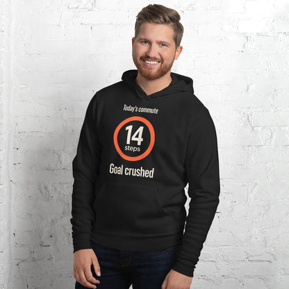 Today's Commute 14 Steps work from home unisex hoodie — Black, on model