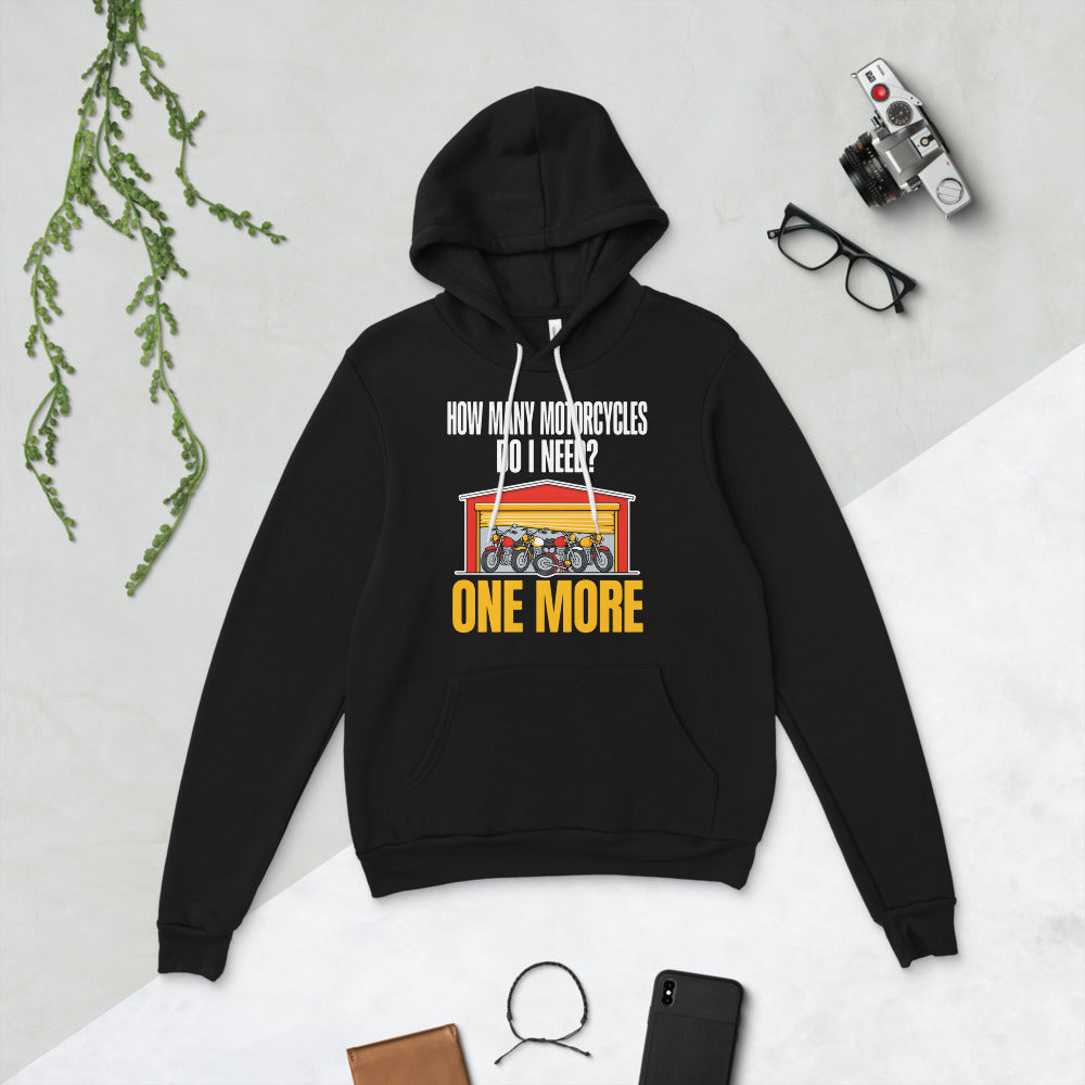 One More funny motorcycle hoodie — Black, flat lay