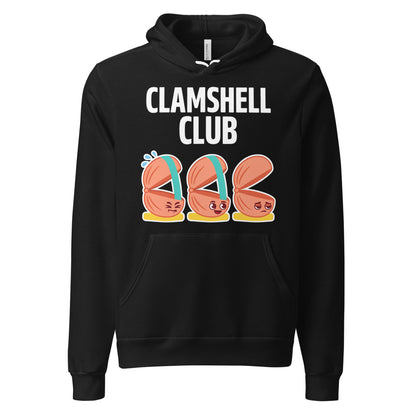 Clamshell Club funny physical therapy hoodie — Black, front