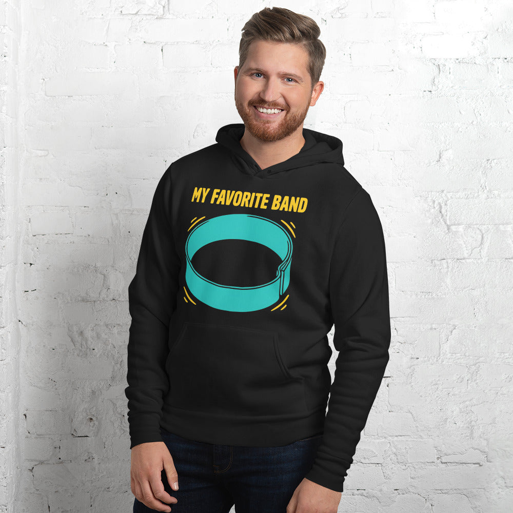 My Favorite Band funny physical therapy hoodie — Black, on model